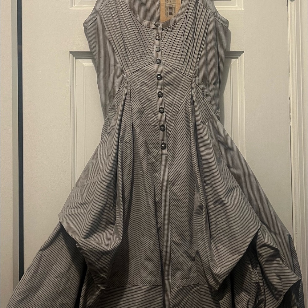 All Saints -Gray and Blue ticking stripe Bubble hem size 0 Sundress